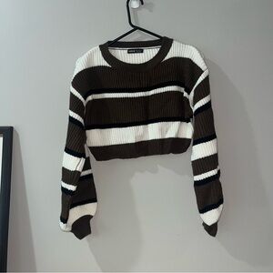 SHEIN Brown and White Knit Sweater